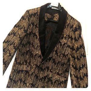 Black and Gold Blazer w/ matching bow tie